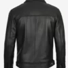 Mens Black Vintage Shirt Collar Pure Vegan Leather Jacket