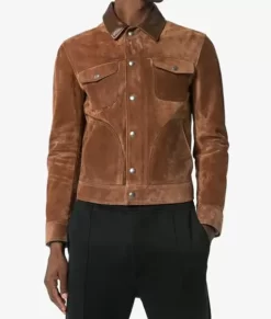Men’s Bouzo Western Trucker Suede Leather Jacket