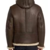 Men’s Brown B6 Aviator Bomber Top Leather Jacket with Hood