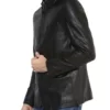 Men’s Button Black Top Leather Blazer