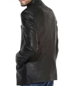 Men’s Button Black Genuine Leather Blazer