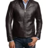 Men’s Casual Dark Brown Leather Jacket