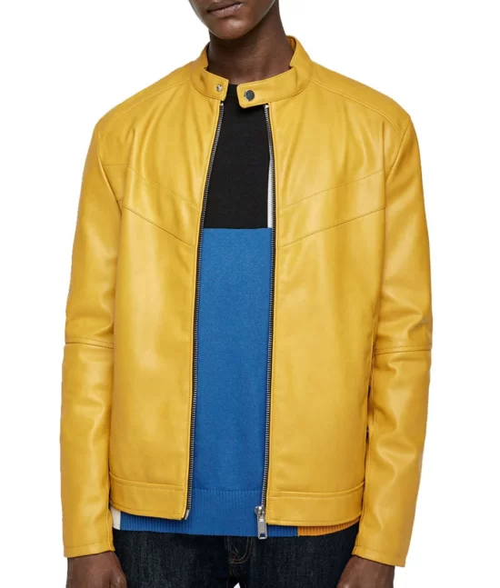 Men’s Classic Yellow real Leather Jacket