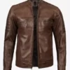 Mens Coffee Brown Cafe Racer Leather Jacket