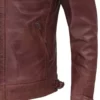 Mens Cognac Brown Quilted Biker Leather Jacket Waist