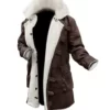 Men's Dark Brown Bane Sherpa Coat - Premium Leather Winter Coat