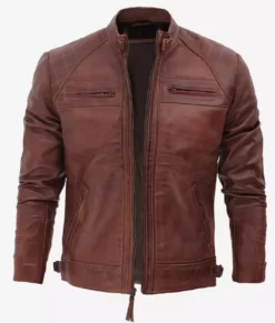 Mens Distressed Motorcycle Full Genuine Leather Jacket