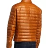 Men’s Lux Brown Puffer Leather Jacket