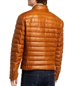 Men’s Lux Brown Puffer Leather Jacket
