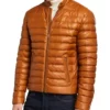 Men’s Brown Puffer Leather Jacket