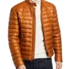 Men’s Lux Brown Puffer Real Leather Jacket