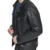 Men’s Maxwell Black Hooded Top Leather Biker Jacket