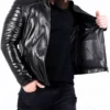 Men’s Padded Real Leather Biker Jacket