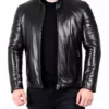 Men’s Padded Genuine Leather Biker Jacket