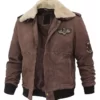 Mens Pierson G1 Bomber Top Leather Shearling Collar Jacket