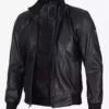 Men's Premium Black Bomber Cowhide Leather Jacket