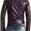Mens Purple Casual Faux Leather Jacket