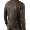 Men’s Quilted Shoulder Brown Genuine Leather Jacket
