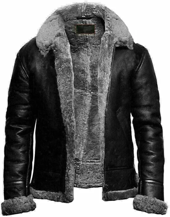 Mens-RAF-Aviator-B3-Bomber-Black-Jacket-Front-Image