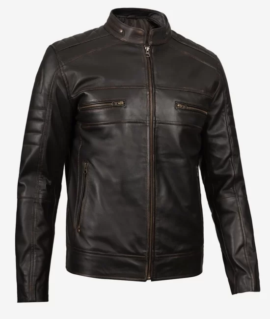 Men,s Real Leather Ruboff Black Genuine Leather Jacket