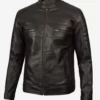 Men,s Real Leather Ruboff Black Top Real Leather Jacket