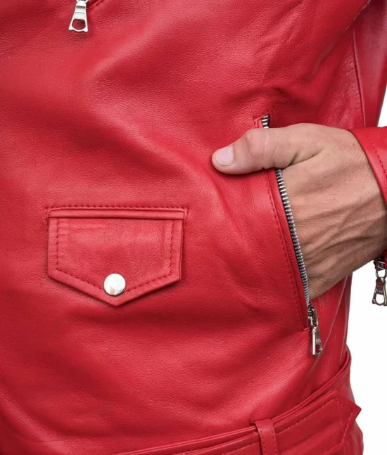 Men’s Red Leather Bikers Pure jackets