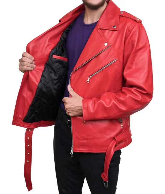 Men’s Red Leather Bikers Top jackets