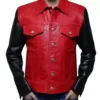 Men’s Red and Black Faux Leather Jacket