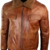 Mens Removable Fur Collar Rust Tan Brown Jacket