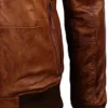 Mens Removable Fur Collar Rust Tan Brown Leather Jacket