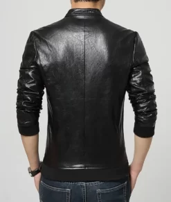 Men’s Slim Fit Bomber Top Leather Jacket