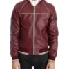 Men’s Stitched Maroon Genuine Leather Jacket