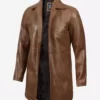 Men's Tall Camel Brown Leather Coat