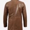 Men's Tall Camel Brown Leather Coat Back