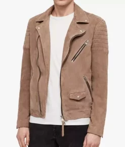 Men’s Taupe Brown Suede Leather Jacket
