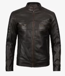 Men's Top Grain Leather Ruboff Black Leather Jacket