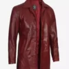 Men's Top Notch Maroon Distressed Leather Coat