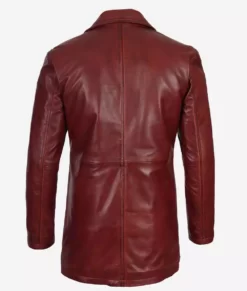 Men's Top Notch Maroon Distressed Leather Coat Back