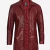 Men's Top Notch Maroon Distressed Top Leather Coat
