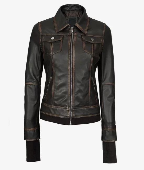 Men's Tralee Bomber Top Grain Leather Jacket With Removable Hood