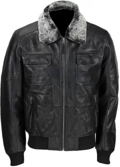 Mens Vintage Best Bomber Detachable Fur Collar Jacket