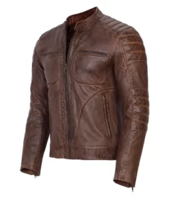 Men’s Vintage Brown Cafe Racer Real Leather Jacket