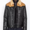 Men’s Western Style Puffer Aviator Real Leather Jacket