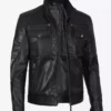 Men'sNotch Black Limited Edition Cafe Racer Best Quality Real Leather Jacket