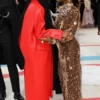 Met Gala 2023 Gabrielle Union Textured Red Leather Premium Leather Coat