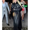 Met Gala 2023 Gigi Hadid Black Real Leather Long Coat
