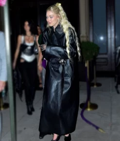 Met Gala 2023 Gigi Hadid Black Leather Long Coat
