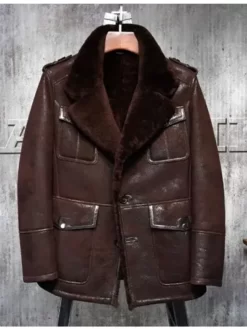 Michelle Best Four Pockets Shearling Fur Leather Jacket
