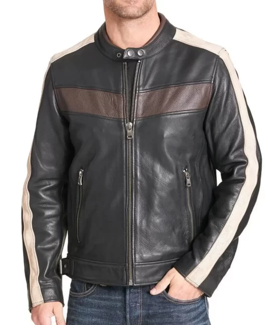 Mick Retro Stripped Cafe Racer Real Leather Jacket