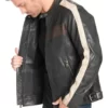 Mick Retro Stripped Cafe Racer Leather Jacket